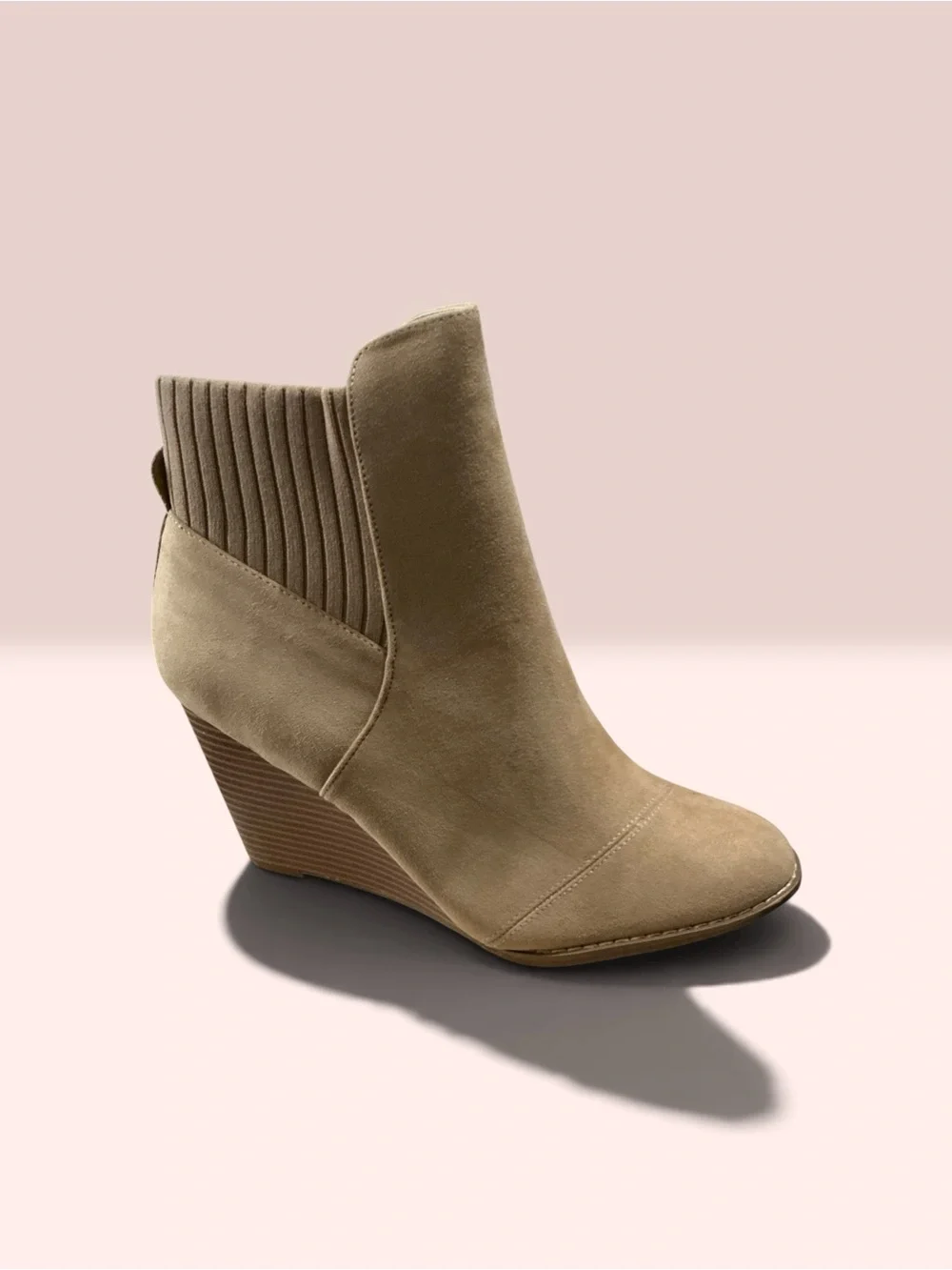 Women’s Beige Wedge Ankle Boot
